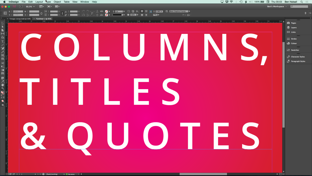 indesign create text columns